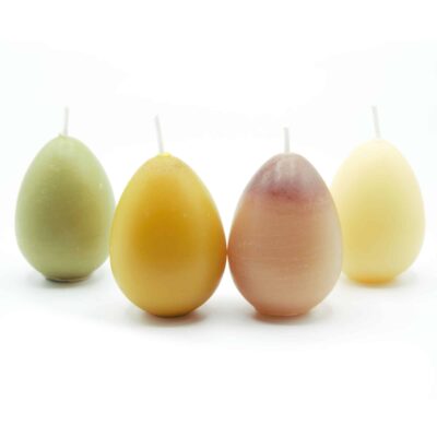 assortment of egg beeswax candles