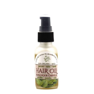 100% organic and wild mint, yarrow and nettle hair oil